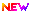 Gif of text that reads 'NEW'. It diagonally cycles through the colors of the rainbow.