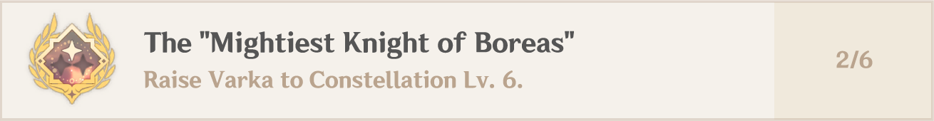 Achievement for leveling Varka's constellation.