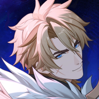 Official game art of Varka that's been edited. He looks over his shoulder and towards the viewer.