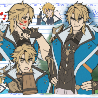 Several drawings of Varka that look like they were drawn on line paper.